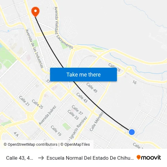 Calle 43, 4805 to Escuela Normal Del Estado De Chihuahua map