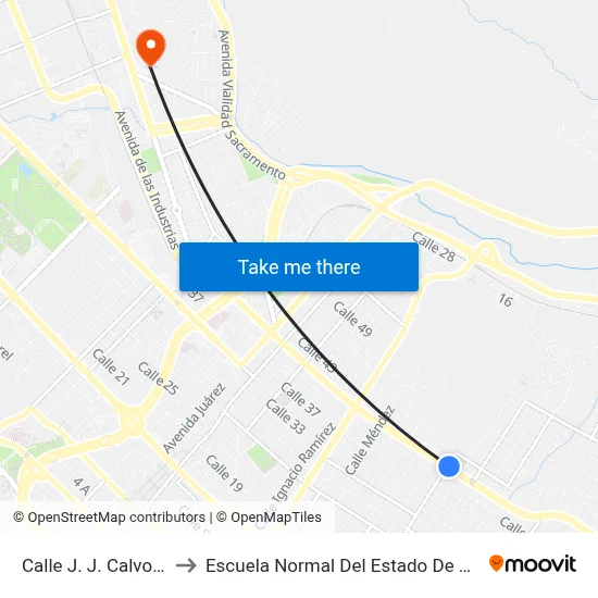 Calle J. J. Calvo, 4101 to Escuela Normal Del Estado De Chihuahua map