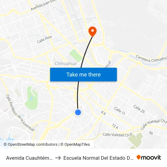 Avenida Cuauhtémoc, 2801 to Escuela Normal Del Estado De Chihuahua map