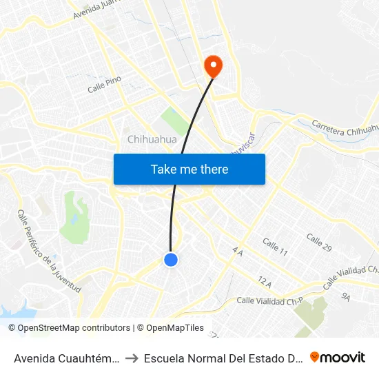 Avenida Cuauhtémoc, 3229 to Escuela Normal Del Estado De Chihuahua map
