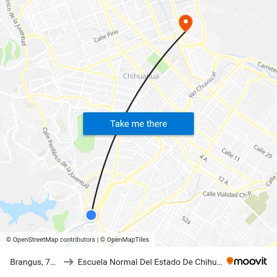 Brangus, 7228 to Escuela Normal Del Estado De Chihuahua map