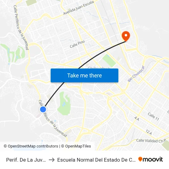 Perif. De La Juventud to Escuela Normal Del Estado De Chihuahua map