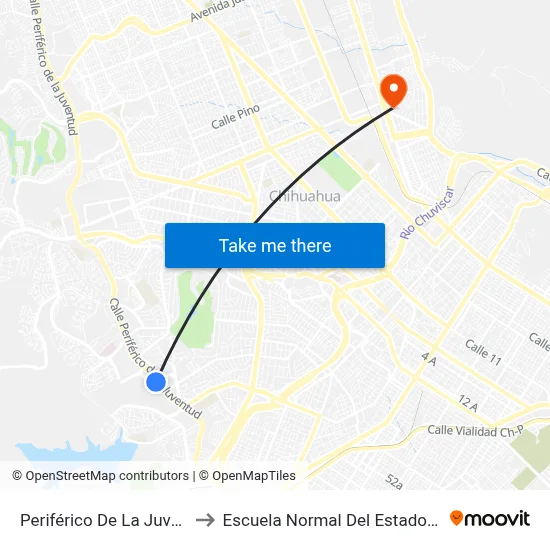 Periférico De La Juventud, 2900 to Escuela Normal Del Estado De Chihuahua map