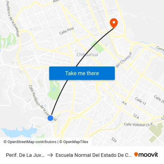 Perif. De La Juventud to Escuela Normal Del Estado De Chihuahua map