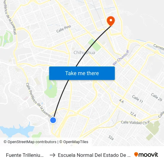 Fuente Trillenium, 6205 to Escuela Normal Del Estado De Chihuahua map