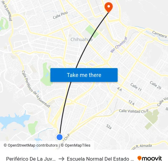 Periférico De La Juventud, 812 to Escuela Normal Del Estado De Chihuahua map