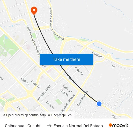 Chihuahua - Cuauhtémoc, 4014 to Escuela Normal Del Estado De Chihuahua map