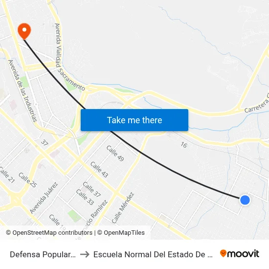 Defensa Popular, 5503 to Escuela Normal Del Estado De Chihuahua map
