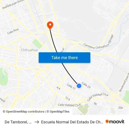 De Tamborel, 4616 to Escuela Normal Del Estado De Chihuahua map