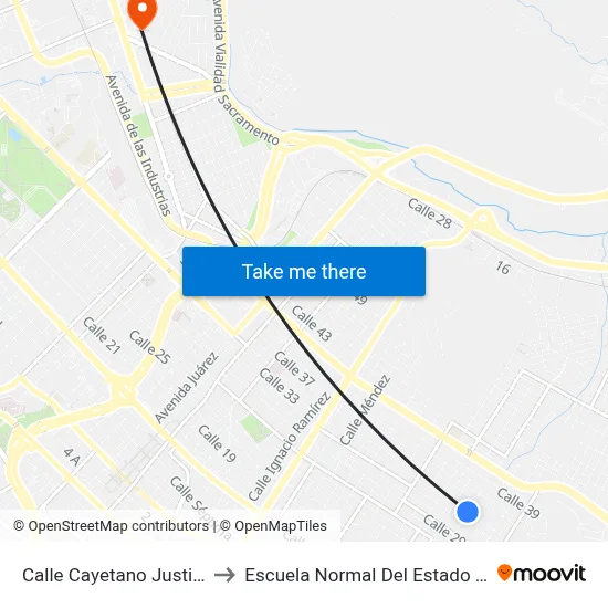 Calle Cayetano Justiniani, 3109 to Escuela Normal Del Estado De Chihuahua map