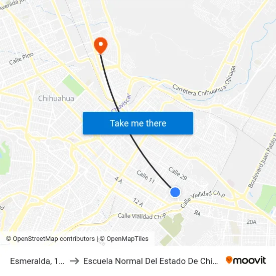 Esmeralda, 1111 to Escuela Normal Del Estado De Chihuahua map