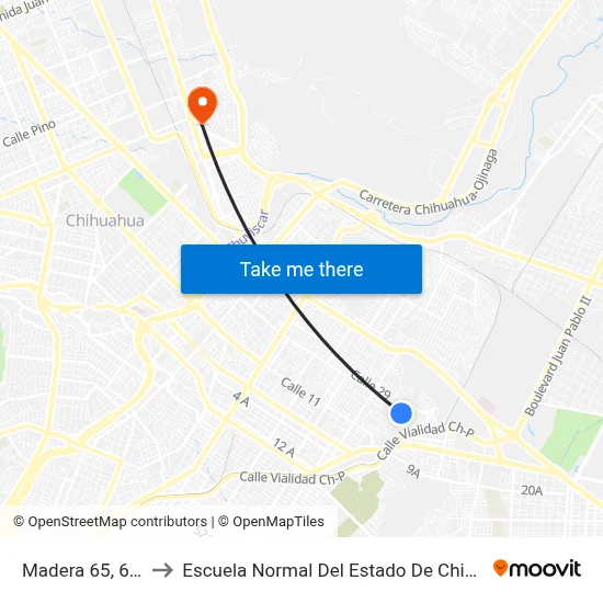 Madera 65, 6408 to Escuela Normal Del Estado De Chihuahua map