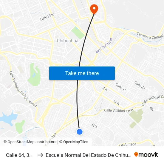 Calle 64, 3005 to Escuela Normal Del Estado De Chihuahua map