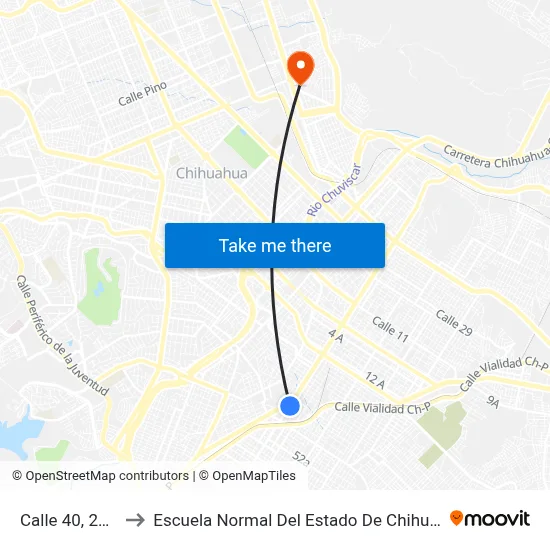 Calle 40, 2800 to Escuela Normal Del Estado De Chihuahua map