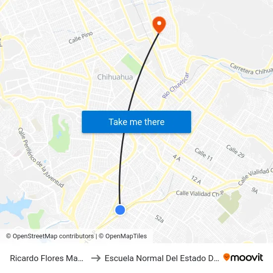 Ricardo Flores Magón, 5821 to Escuela Normal Del Estado De Chihuahua map