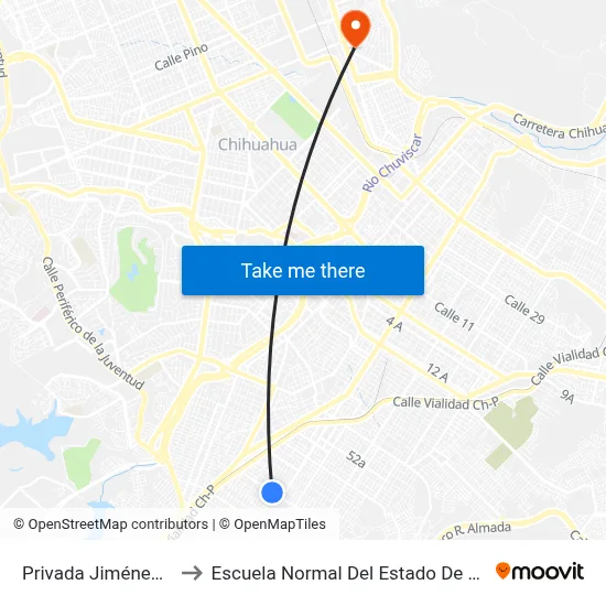Privada Jiménez, 6815 to Escuela Normal Del Estado De Chihuahua map