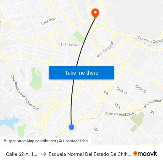 Calle 62-A, 1802 to Escuela Normal Del Estado De Chihuahua map