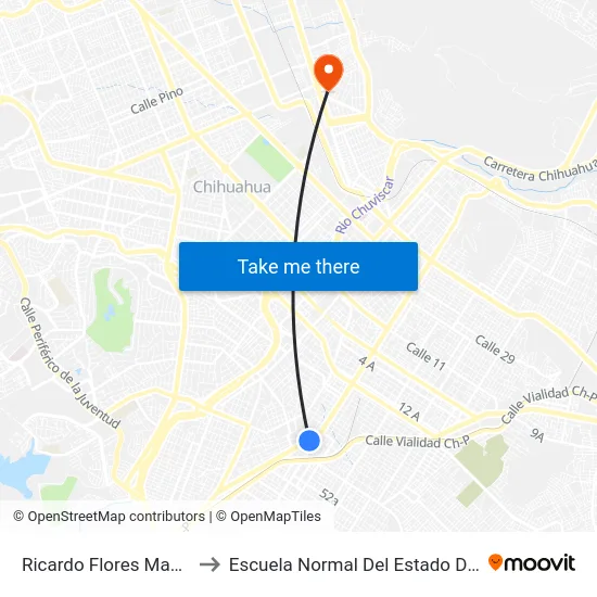 Ricardo Flores Magón, 4200 to Escuela Normal Del Estado De Chihuahua map