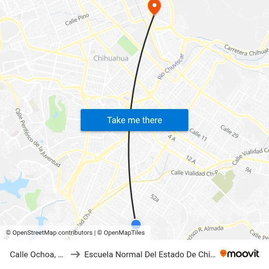 Calle Ochoa, 6821 to Escuela Normal Del Estado De Chihuahua map