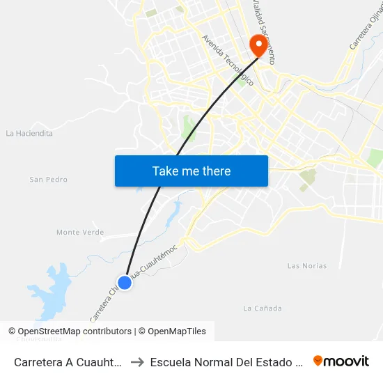 Carretera A Cuauhtémoc, 201 to Escuela Normal Del Estado De Chihuahua map