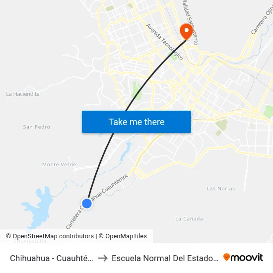 Chihuahua - Cuauhtémoc, 14207 to Escuela Normal Del Estado De Chihuahua map