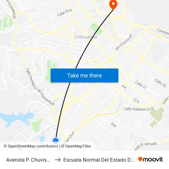 Avenida P. Chuviscar, 1518 to Escuela Normal Del Estado De Chihuahua map