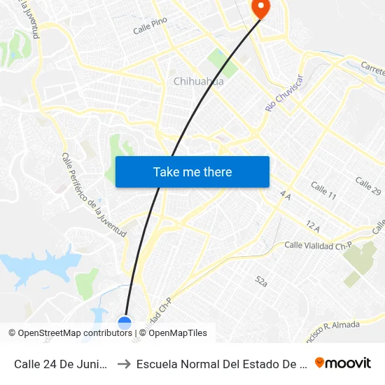 Calle 24 De Junio, 9206 to Escuela Normal Del Estado De Chihuahua map