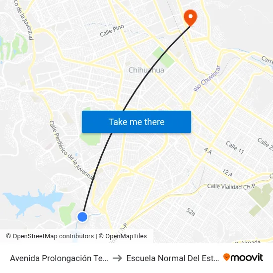 Avenida Prolongación Teófilo Borunda, 8801 to Escuela Normal Del Estado De Chihuahua map