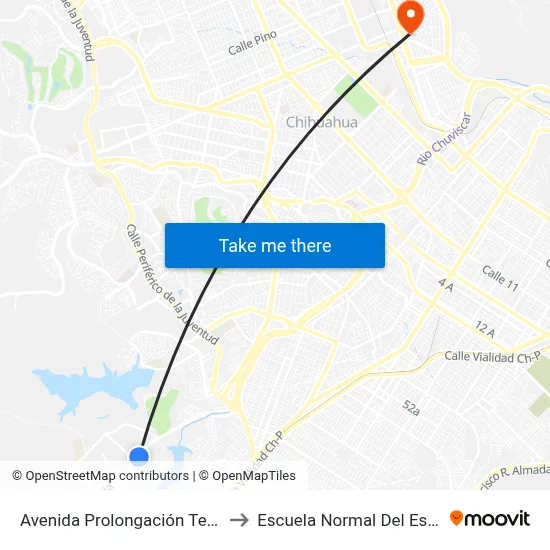 Avenida Prolongación Teófilo Borunda, 11800 to Escuela Normal Del Estado De Chihuahua map