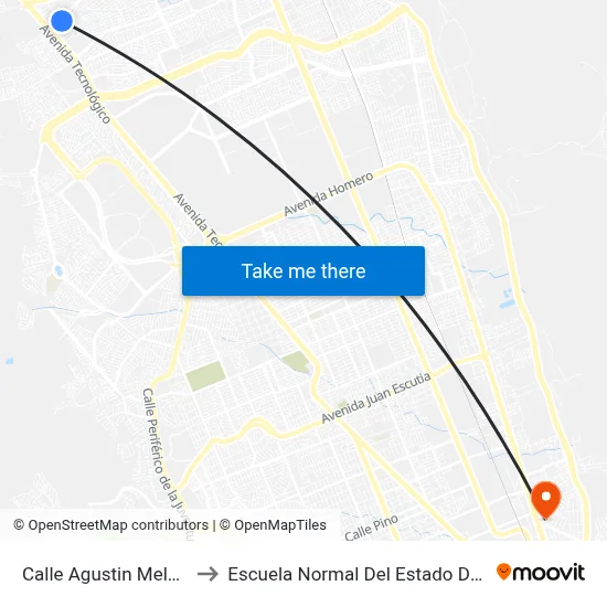 Calle Agustin Melgar, 1404 to Escuela Normal Del Estado De Chihuahua map