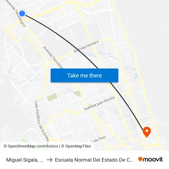 Miguel Sigala, 1229 to Escuela Normal Del Estado De Chihuahua map
