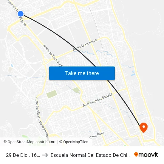 29 De Dic., 16690 to Escuela Normal Del Estado De Chihuahua map