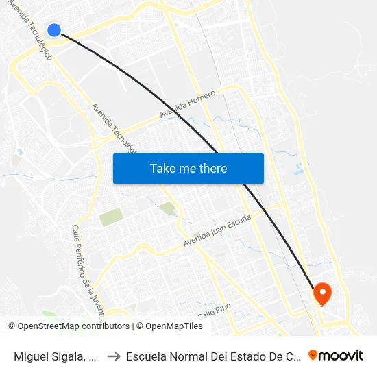 Miguel Sigala, 1000a to Escuela Normal Del Estado De Chihuahua map