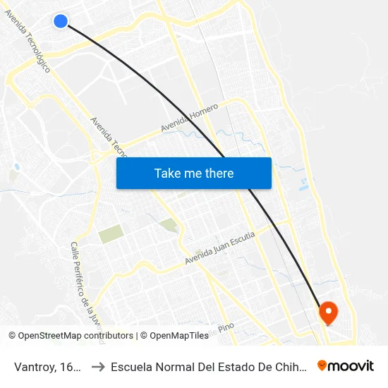 Vantroy, 16905 to Escuela Normal Del Estado De Chihuahua map