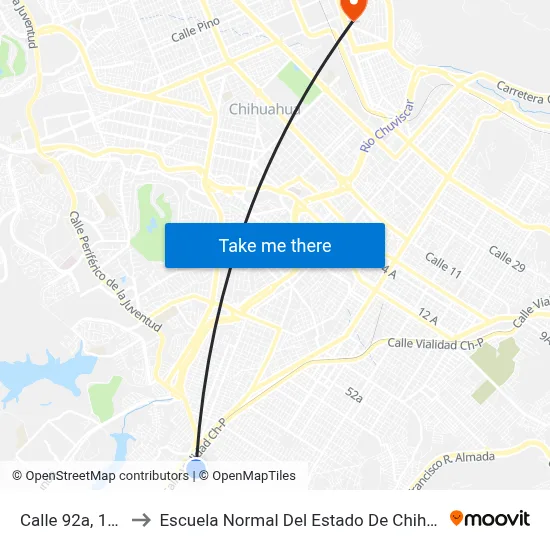 Calle 92a, 1023 to Escuela Normal Del Estado De Chihuahua map