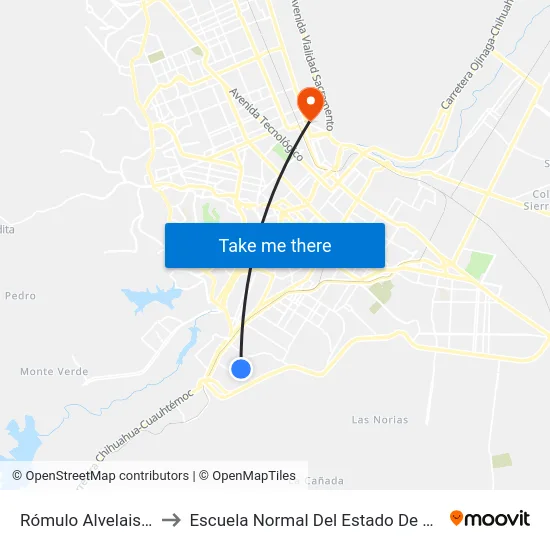 Rómulo Alvelais, 9817 to Escuela Normal Del Estado De Chihuahua map