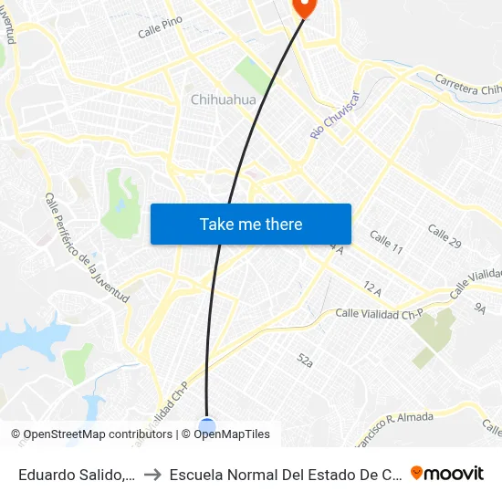 Eduardo Salido, 8416 to Escuela Normal Del Estado De Chihuahua map