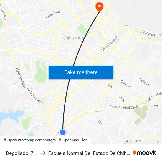 Degollado, 7814 to Escuela Normal Del Estado De Chihuahua map