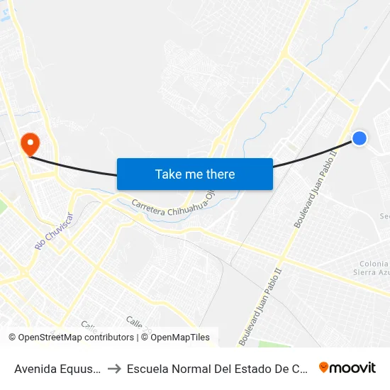 Avenida Equus, 352 to Escuela Normal Del Estado De Chihuahua map