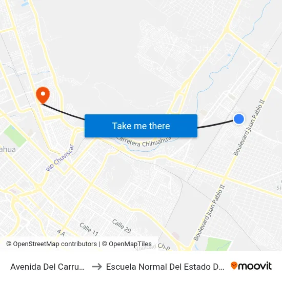 Avenida Del Carruaje, 7805 to Escuela Normal Del Estado De Chihuahua map