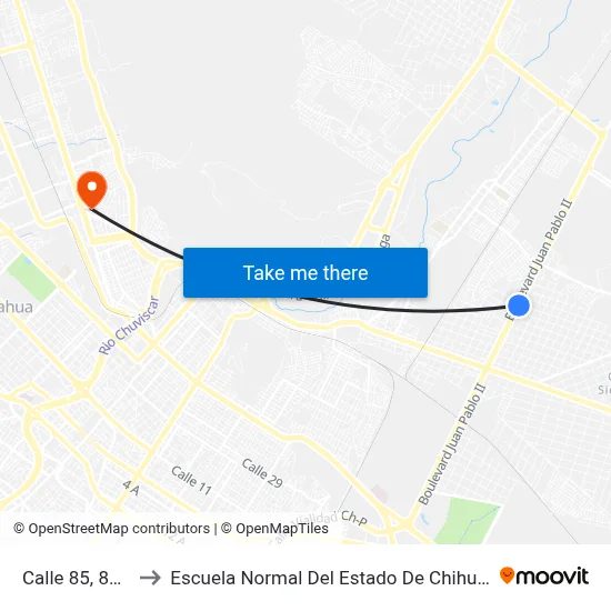 Calle 85, 8403 to Escuela Normal Del Estado De Chihuahua map