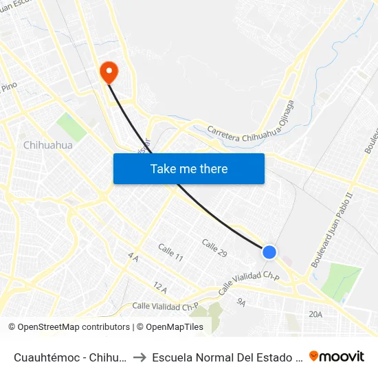 Cuauhtémoc - Chihuahua, 2845 to Escuela Normal Del Estado De Chihuahua map