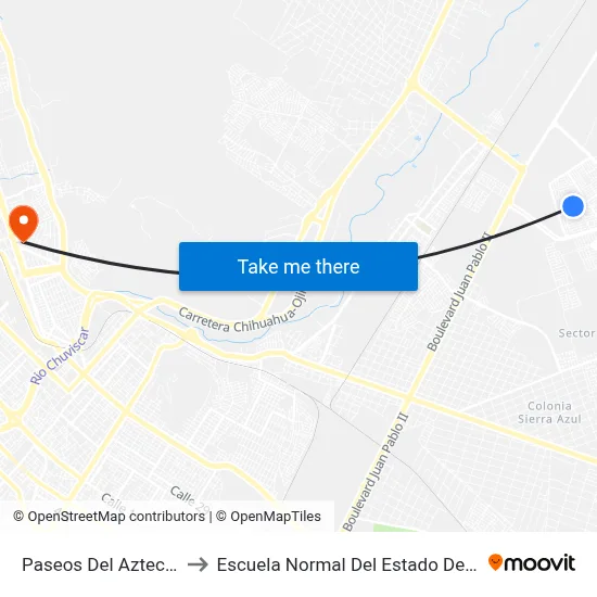 Paseos Del Azteca, 9645 to Escuela Normal Del Estado De Chihuahua map