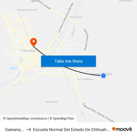 Galeana, 9 to Escuela Normal Del Estado De Chihuahua map