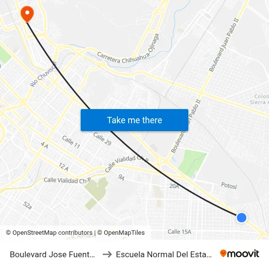 Boulevard Jose Fuentes Mares, 1901 to Escuela Normal Del Estado De Chihuahua map