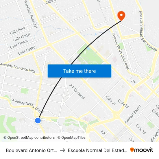 Boulevard Antonio Ortiz Mena, 1810 to Escuela Normal Del Estado De Chihuahua map