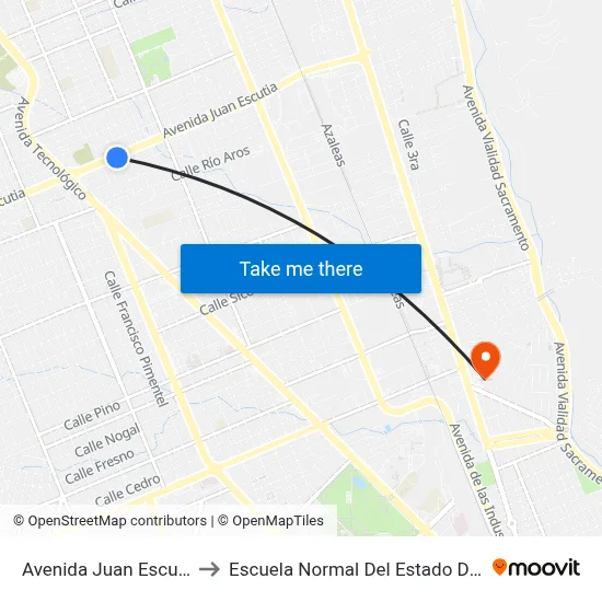 Avenida Juan Escutia, 1162 to Escuela Normal Del Estado De Chihuahua map