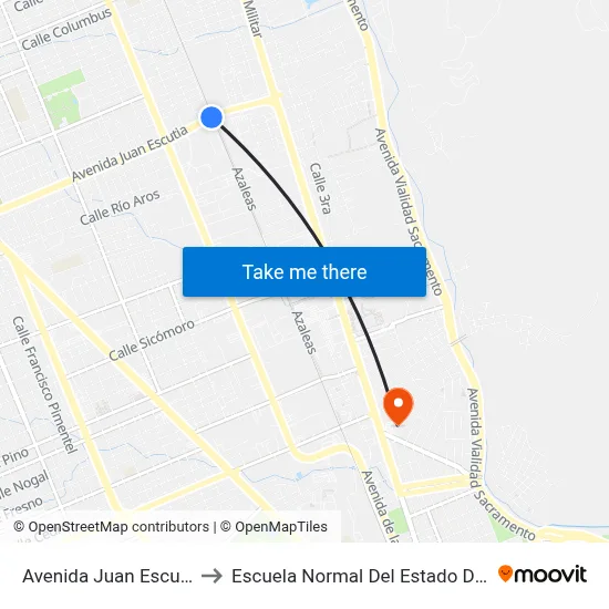 Avenida Juan Escutia, 3307 to Escuela Normal Del Estado De Chihuahua map
