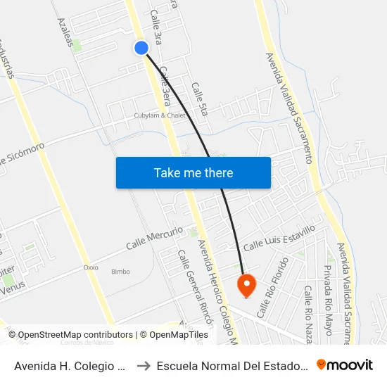 Avenida H. Colegio Militar, 5909 to Escuela Normal Del Estado De Chihuahua map