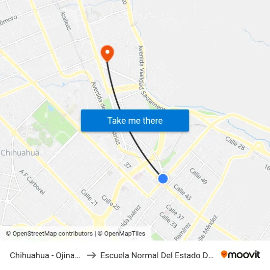 Chihuahua - Ojinaga, 4102 to Escuela Normal Del Estado De Chihuahua map